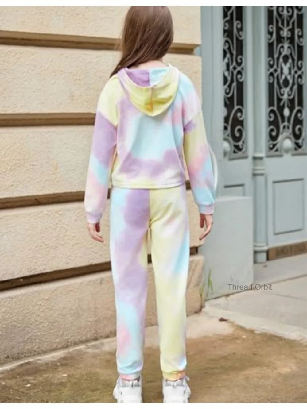 Girls Tie Dye 2 Piece Tracksuit Set Pullover Hoodie and Sweatpants with Pockets